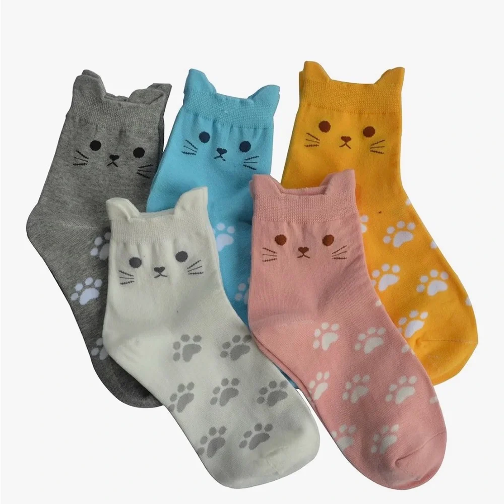 Cat Face Socks Set in tin NWT